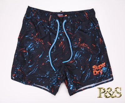 [PS]全新正品 Superdry 極度乾燥 沙灘褲 泳褲 Echo Racer 黑色潑墨