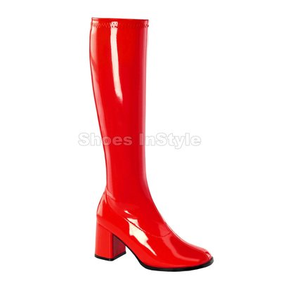 Shoes InStyle《三吋》美國品牌 FUNTASMA 原廠正品漆皮方頭及膝中長馬靴 有大尺碼『紅色』