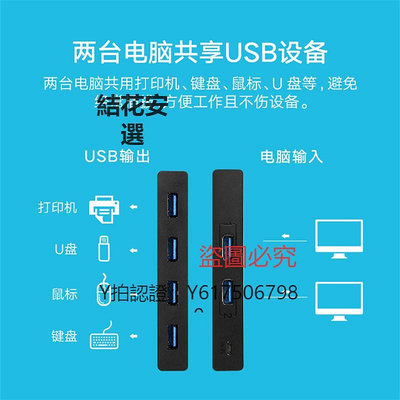 切換器 綠聯3.0 USB打印機共享器 二進四出兩臺電腦鼠標鍵盤U盤4口切換器