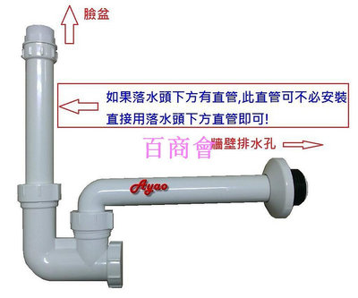 【百商會】Yao水電材料 P型落水管(ABS)  P管  面盆落水管 臉盆落水管 排水管 壁面排水