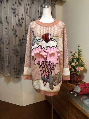 韓版全新附吊牌時尚可愛款冰淇淋甜筒麻花針織洋裝（#F）～直購價$350（VK、MOMA、iROO、Miss O、鴿子）