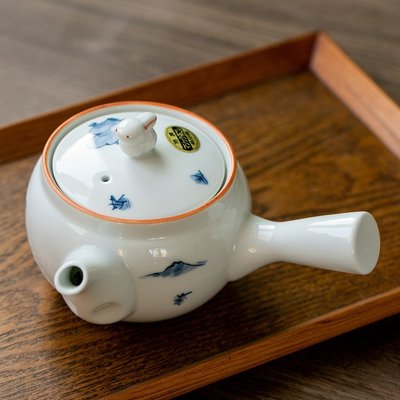 【熱賣精選】日本美濃燒手繪青花兔子茶壺側把壺日式急須泡茶壺帶濾網茶具