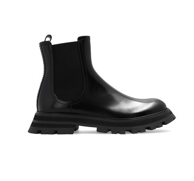 [全新真品代購-F/W23 SALE!] Alexander McQueen 黑色皮革 靴子 / 踝靴 (麥昆)