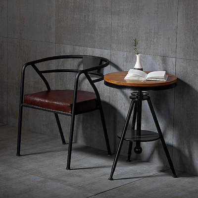 【小琳家居】loft美式復古工業風鐵藝皮革沙發休閑椅凳子餐椅咖啡廳家用椅椅子