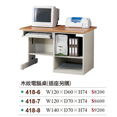 【OA批發工廠】鋼製電腦桌 工作桌 直立式電腦筒 堅固耐用 木紋面白身 也有灰白面 多種尺寸 418-6