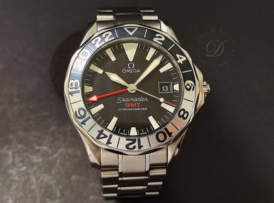 【低調的奢華】OMEGA 海馬50周年紀念 GMT 雙色錶圈 大錶徑41.5mm 自動上鍊 兩地時間 大海馬~原廠盒單 絕版釋出