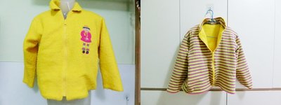 【兒童二手衣】 LOVE WORLD 愛的世界 黃色 閃亮 條紋 厚外套 保暖舒適 可兩面穿 類似二分之一款 外套