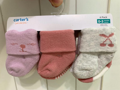 全新，Carter’s 0-3M 寶寶厚襪6入組
