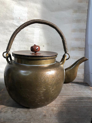 日本大正時期茶社老銅壺 614