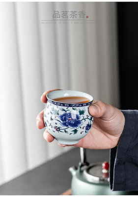 家用大容量陶瓷泡茶壺帶過濾復古青花茶壺茶具中式大號泡茶器茶杯