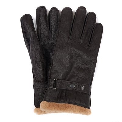 【英國Barbour】Utility 棕色皮革手套 刷毛內裡保暖手套 真皮手套 防風手套 皇室御用百年經典