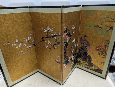 日本回流 金箔屏風 時代舊物 保存轉好。60*33cm。實木