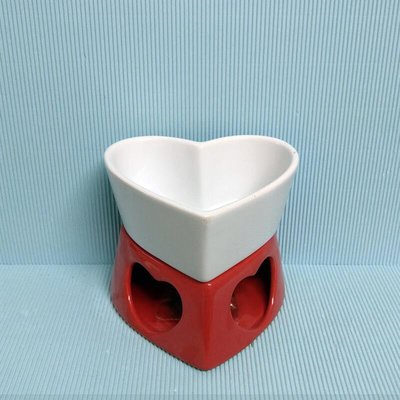 [ 三集 ] 公仔 德芙 心型巧克力鍋 附叉子蠟燭  高約:15公分  材質:陶瓷 不鏽鋼  T1 A8