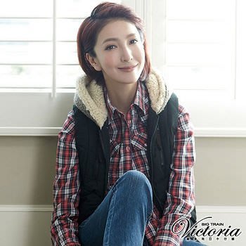 16【Victoria】全新黑色連帽羽絲棉短版背心~M