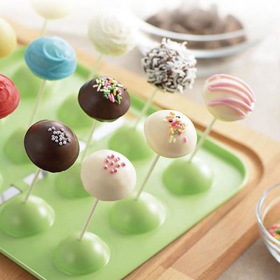 一鑫餐具【日本製 CakeLand 甜點模 No.3814】附12支紙軸 球型糖果蛋糕模棒棒糖模