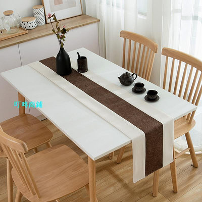 桌巾純色桌旗巾棉麻布藝北歐加厚餐桌長條布撞色長方形茶幾茶席裝飾條