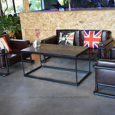 美式LOFT工業風鐵藝沙發小型戶客廳咖啡廳酒吧桌椅卡座沙發組合網紅椅