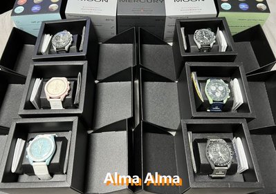 Alma 二手 OMEGA X SWATCH 22年最新聯名款 男女情侶款陶瓷登月男士女士手錶星球登月運動手錶