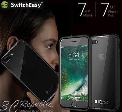 贈傳輸線 SwitchEasy iPhone7 8 4.7 Plus 金屬邊框 7H玻璃背蓋 手機殼 曜石黑 保護殼