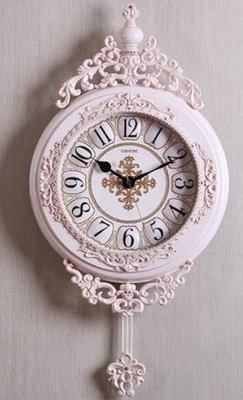 6775A 歐式 復古浮雕粉色鐘擺時鐘 古典壁掛鐘牆面歐風藝術時尚掛鐘搖擺牆鐘 時鐘靜音鐘牆面裝飾鐘