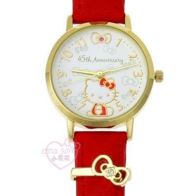 ♥小公主日本精品♥ Hello Kitty手錶手表金色邊框蝴蝶結圖案生日禮盒二色下單選一日製22023704