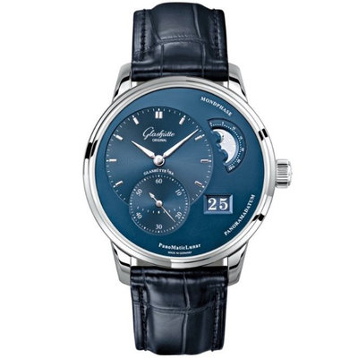 GLASHUTTE ORIGINAL 格拉蘇蒂原創 偏心月相 40mm 藍面 皮錶帶 1-90-02-46-32-61