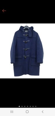 【GLOVERALL】英國品牌  Duffle Coat 連帽 壓縮毛料 牛角釦 外套 深藍 48  男 英國製