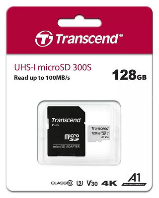 (原廠5年保) Transcend 創見 USD300S 128GB microSDXC UHS-I U3 (V30/A1)記憶卡