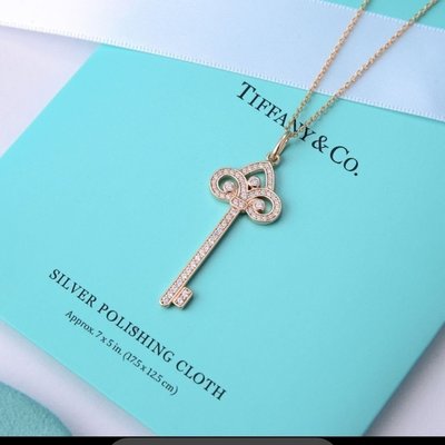 100％原廠代購Tiffany蒂芙尼項鏈白金鑰匙吊墜女925銀鎖骨鏈七夕送女友禮物