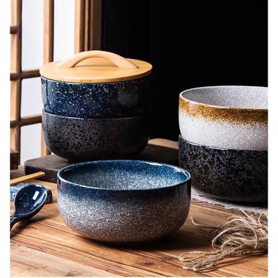 現貨 陶瓷麵碗 日式 日本碗 湯碗 碗公 韓國碗 帶蓋碗 便當飯盒碗 學生泡麵碗 直口碗 日式碗盤 商用大碗 6英寸