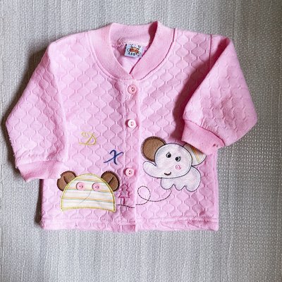 寶寶童裝 冬裝 嬰兒粉芭比粉色鋪棉大象字母刺繡開襟開釦長袖外套上衣 特價現貨 80號