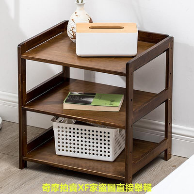 簡易移動書架落地小型實木滑輪架子竹客廳收納置物架臥室床頭書架