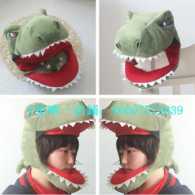 頭套 卡通鯊魚頭套鱷魚恐龍頭套搞怪拍照道具賣萌頭飾鯊魚帽子恐龍帽子