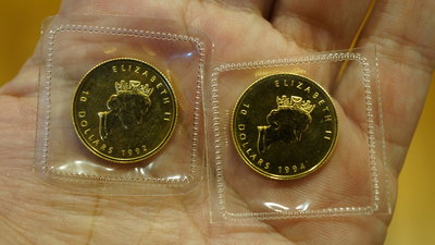 伊莉莎白二世 1991 1992 楓葉金幣 1/4盎司 全新未拆
