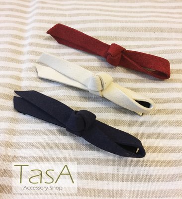 TasA Accessory shop-麂皮甜美蝴蝶結髮夾(米白色)