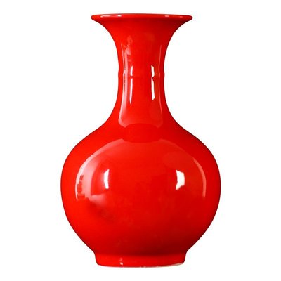 熱銷 陶瓷器中國紅全紅釉花瓶插花新中式家居客廳婚慶裝飾品擺件