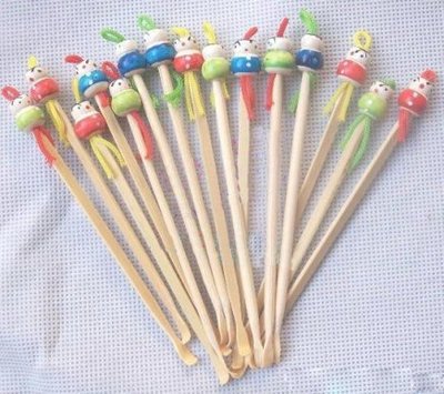 【夜市王】可愛的木質耳勺 掏耳朵的傳統用品 中國娃娃挖耳勺 木質耳勺10支30元