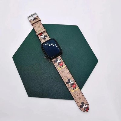 APPLEWATCH錶帶 大牌GUCCI米奇 Apple Watch錶帶 復古時尚 高端大方 皮革適用於watch1/2/3/4/5/6代se