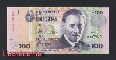 【Louis Coins】B1391-URUGUAY-2008 & 2011烏拉圭紙幣,100 Pesos Urugua