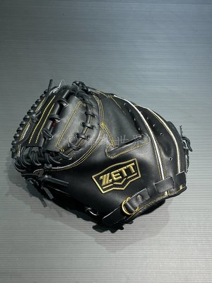棒球世界ZETT A級硬式牛皮 棒球捕手手套特價 本壘版標黑色反手用