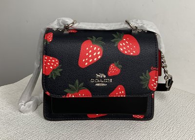 【小怡代購】 全新 COACH CH353 美國正品代購新款草莓風琴包 女士斜挎包 可愛浪漫鏈條包 超低直購