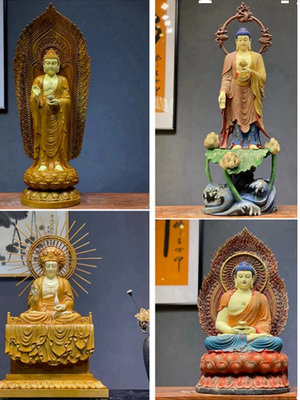 玖玖香樟木雕神像家用店鋪公司招財擺件觀音關公釋迦摩尼彌勒如來佛像