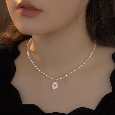 女士淡水珍珠項鍊米珠鎖骨鏈 (滿599元免運)