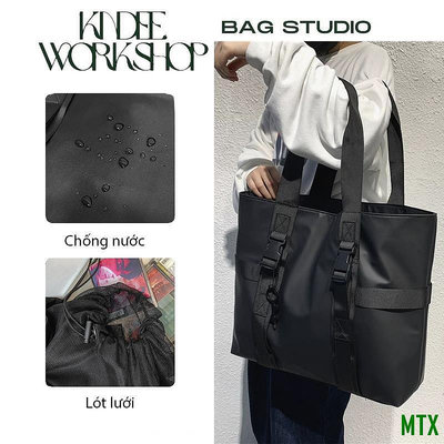 MTX旗艦店大號男士單肩包時尚手提單肩包適用於 ipad、筆記本電腦、純黑色手提包基本款 KINDEE 風格