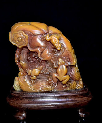 舊藏珍品 壽山石田黃石擺 原石原色純手工雕刻1515