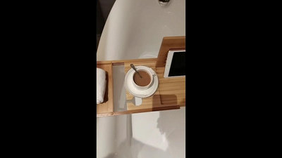 現貨 網紅浴缸置物架子木質輕奢簡約可伸縮高級泡澡浴缸桶浴室竹原木板