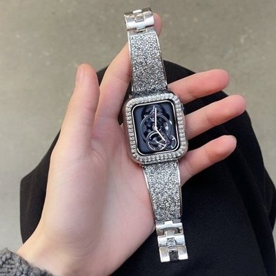 適用蘋果手錶Apple Watch 7代8代施華洛同款錶帶 iwatch 34567代鑲鑽不鏽鋼金屬錶帶 鑽石錶帶