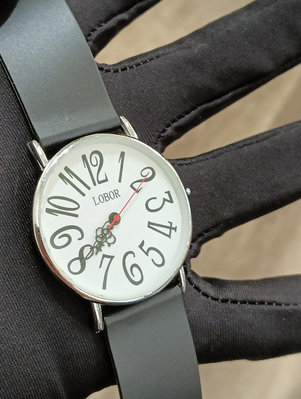 Lobor 正版日劇款 巴洛克風格指針 輕薄 白色簡約錶盤 生活防水 軍錶 可正常使用 中性石英錶-手圍21公分內