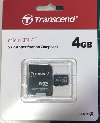 點子電腦-北投 4G ◎創見Transcend 4GB T-FLASH記憶卡◎CLASS 4 microSD卡，250元