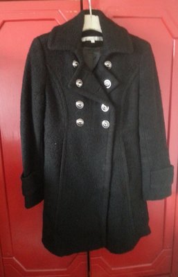 Kenneth Cole New York 黑色 排釦 羊毛混紡 長大衣 外套 瓜地馬拉製